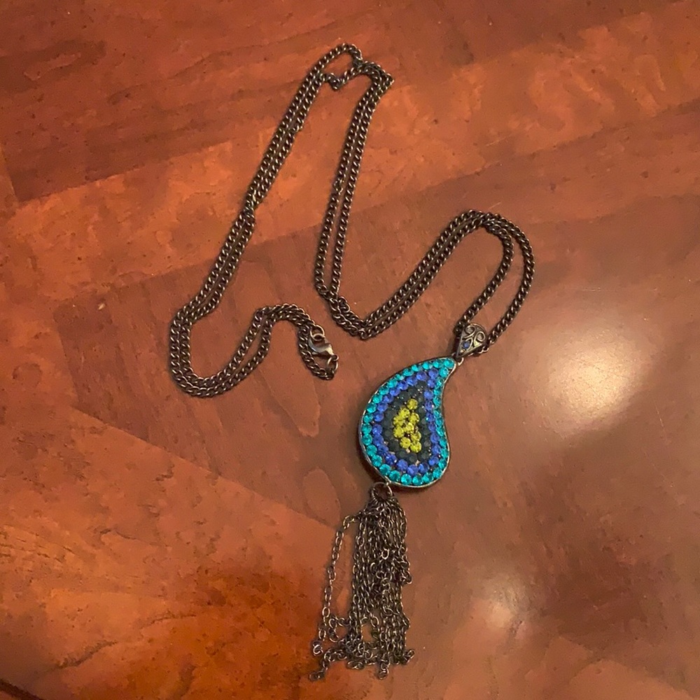 Long pendant necklace - Peacock